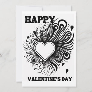 Happy Valentine's Day Colouring Black and White Holiday Card