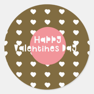 Happy Valentines Day Confetti Heart Doughnut Classic Round Sticker