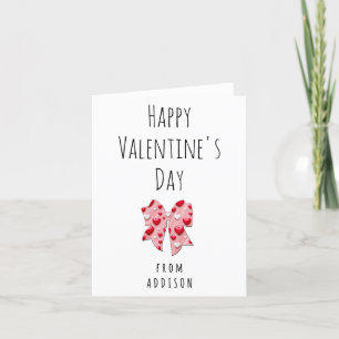 Happy Valentine's Day Coquette Bow Heart Pattern Holiday Card