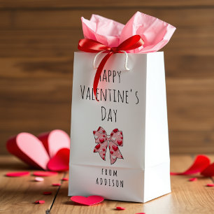 Happy Valentine's Day Coquette Bow Heart Pattern Small Gift Bag