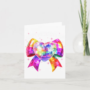Happy Valentine's Day Coquette Disco Ball Heart Gi Card
