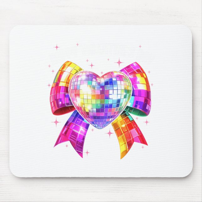 Happy Valentine's Day Coquette Disco Ball Heart Gi Mouse Mat (Front)
