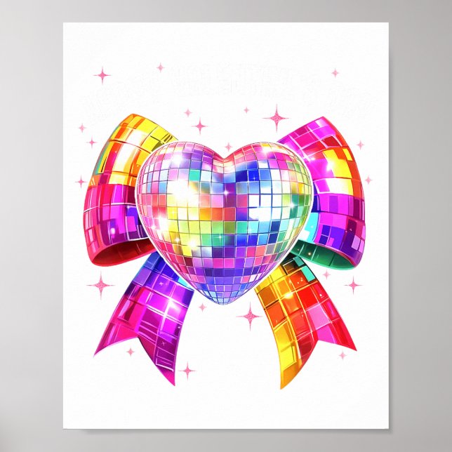 Happy Valentine's Day Coquette Disco Ball Heart Gi Poster (Front)