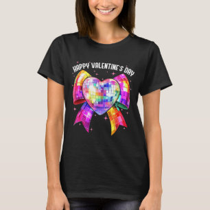 Happy Valentine's Day Coquette Disco Ball Heart Gi T-Shirt