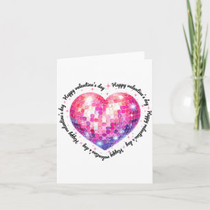 Happy Valentine's Day Coquette Nk Disco Ball Heart Card