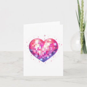 Happy Valentine's Day Coquette Nk Disco Ball Heart Card