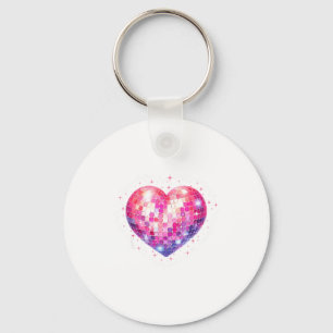 Happy Valentine's Day Coquette Nk Disco Ball Heart Key Ring
