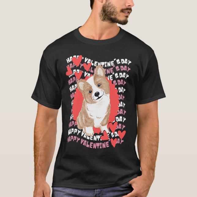 Happy Valentine's Day Corgi Valentine Teacher Vale T-Shirt (Front)