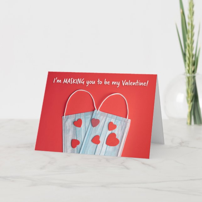 Happy Valentine's Day Coronavirus Face Mask Humour Holiday Card (Front)