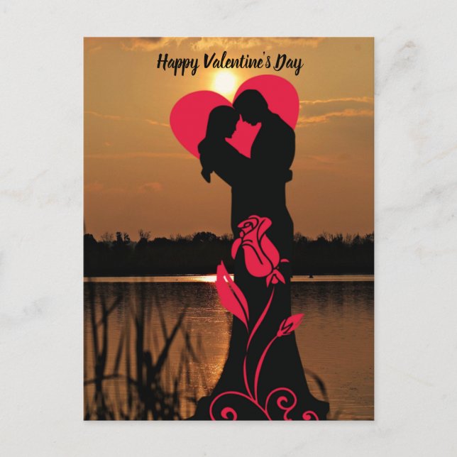 Happy Valentine's Day Couple Holiday Postcard (Front)