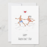 Happy Valentine's Day Couple Lovers Beach Heart