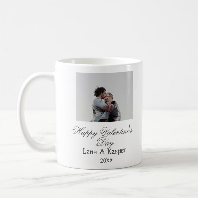 Happy Valentine's day couple photo modern simple t Coffee Mug (Left)