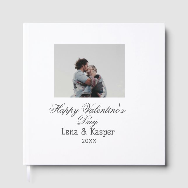 Happy Valentine's day couple photo modern simple t Guest Book (Front)