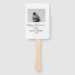 Happy Valentine's day couple photo modern simple t Hand Fan