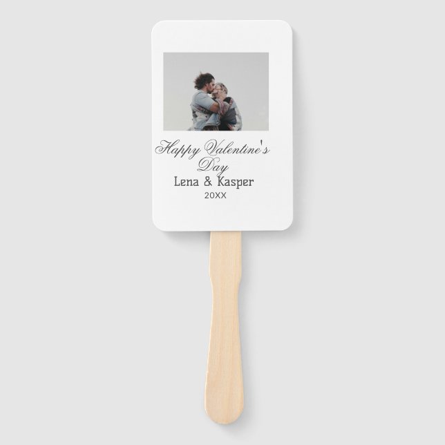 Happy Valentine's day couple photo modern simple t Hand Fan (Front)