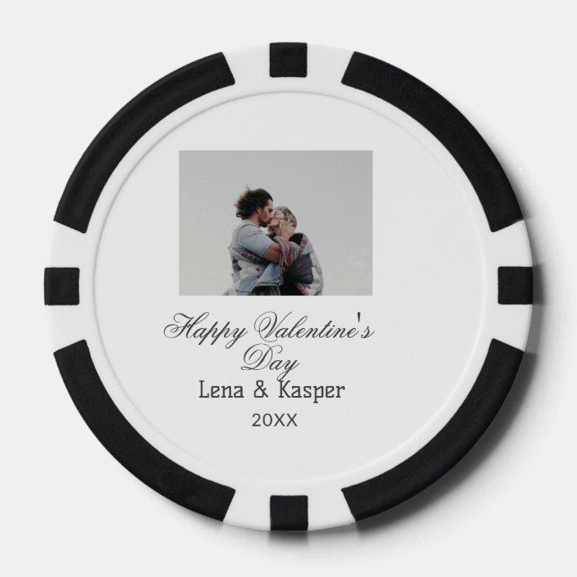 Happy Valentine's day couple photo modern simple t Poker Chips (Front)