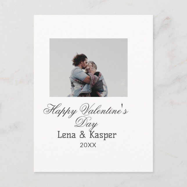 Happy Valentine's day couple photo modern simple t Postcard (Front)