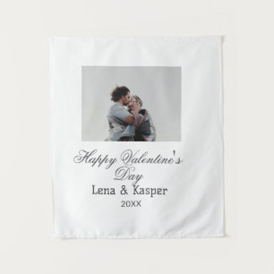 Happy Valentine's day couple photo modern simple t Tapestry