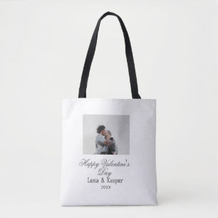 Happy Valentine's day couple photo modern simple t Tote Bag