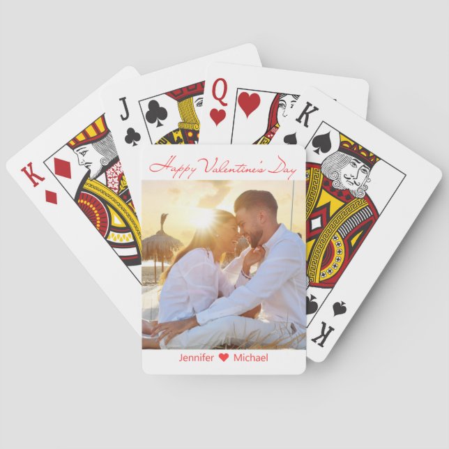 happy valentines day couple photo romantic chic playing cards (Back)