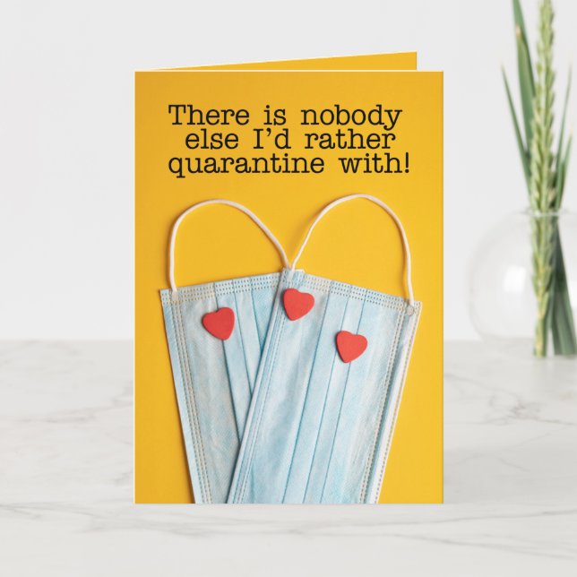 Happy Valentine's Day Covid Face Mask Quarantine Holiday Card (Front)