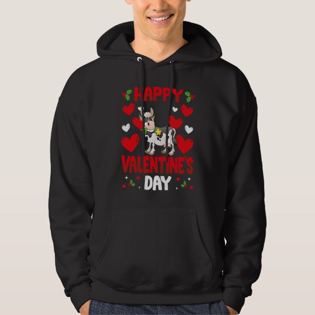 Happy Valentines Day Cow Heart Love Animal Hoodie (Front)
