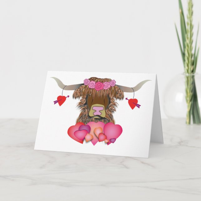 Happy Valentines Day Cow Holiday Card (Front)