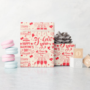 Happy Valentines Day Cupid Heart Arrows Love Gift Wrapping Paper