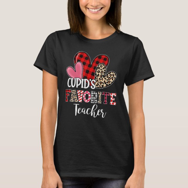 Happy Valentines Day Cupid's Favorite Teacher Teac T-Shirt (Front)
