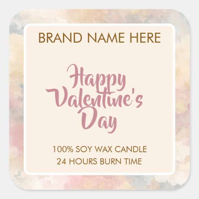 Happy Valentine's Day Custom Candle Labels  (Front)