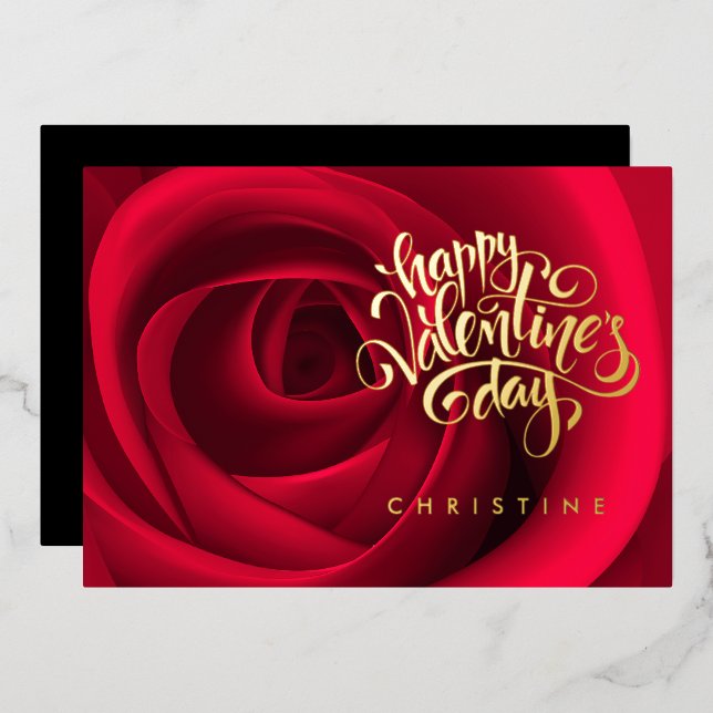 Happy Valentine's Day, Custom Name Foil Card (Front/Back)