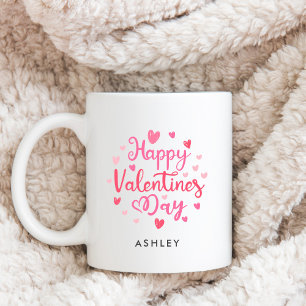 Happy Valentine's Day Custom Name Love Hearts Coffee Mug