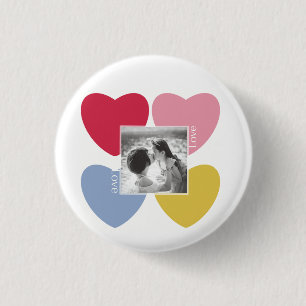 Happy valentine's day - custom photo collage 3 cm round badge