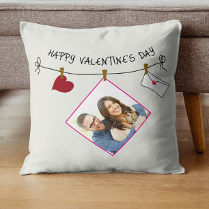 Happy Valentine's Day custom photo love heart Cushion