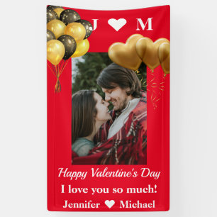 Happy Valentine's Day Custom Photo Monogram Name Banner