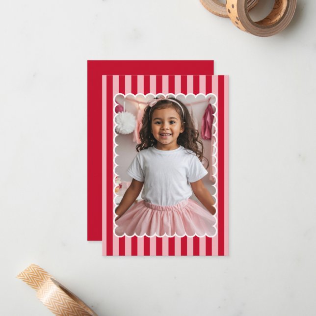 Happy Valentine's Day Custom Photograph Modern Card (Front/Back In Situ)