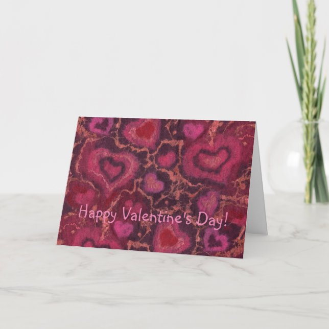 Happy Valentine's Day customisable text red & pink Holiday Card (Front)