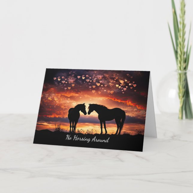 Happy Valentines Day Cute and Fun Horses Hearts Holiday Card (Front)