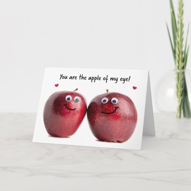Happy Valentines Day Cute Apple Couple Humour Holiday Card (Front)