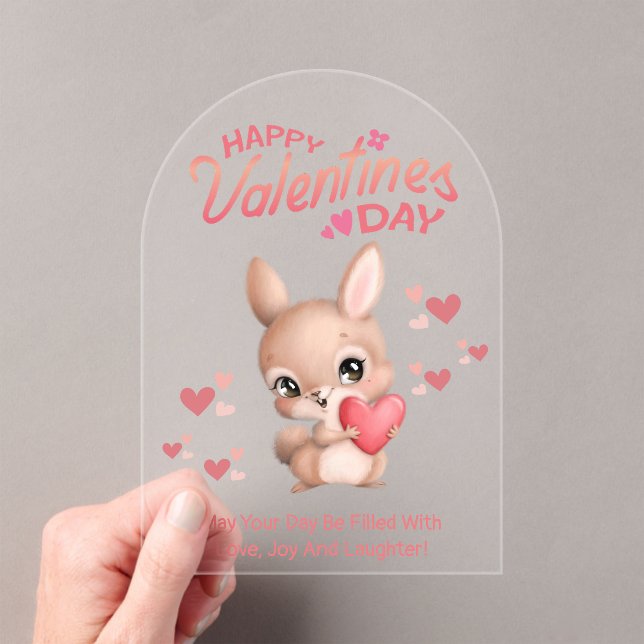 happy valentines day,cute bunny inlove red script  acrylic invitations (Insitu (Handheld))