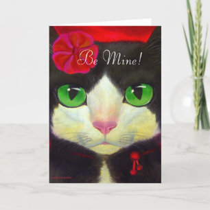 Happy Valentine's Day Cute Cat Tuxedo Funny Art Holiday Card