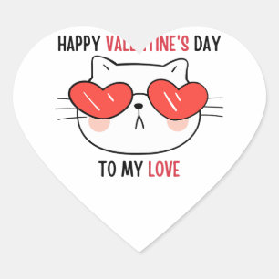 Happy valentine's day   cute cat with heart eyes sticker