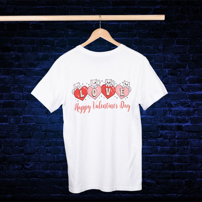 Happy Valentine's Day, Cute Cats With Hearts T-Shirt (Creator Uploaded)