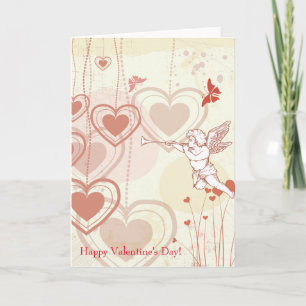 Happy Valentine's Day Cute Cupid Hearts Butterfly Holiday Card