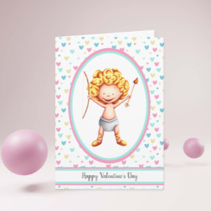 Happy Valentine's Day Cute Cupid Smiling Card