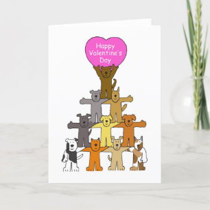 Happy Valentine's Day Cute Dogs Holiday Card