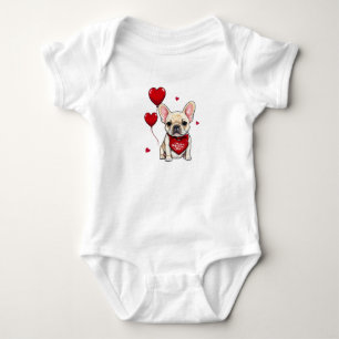 Happy Valentine's day! Cute french bulldog  Baby Bodysuit