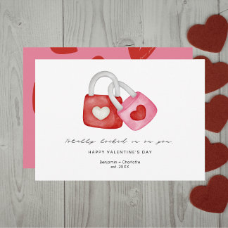 Happy Valentine's Day Cute Fun Locks Hearts Custom Holiday Card