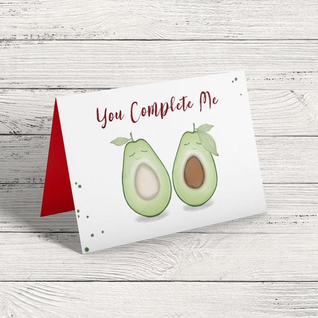 Happy Valentine's Day Cute Funny Simple Avocados Card (Cute Valentine's Day Custom Avocado Mug with Cute Typography )