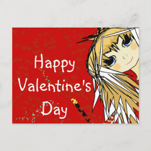 Happy Valentine's Day- Cute Girl Holiday Postcard